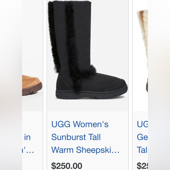 Ugg sunburst tall Ugg sundance Rare fuzzy tall Ugg boots black shearling boots - Picture 1 of 13